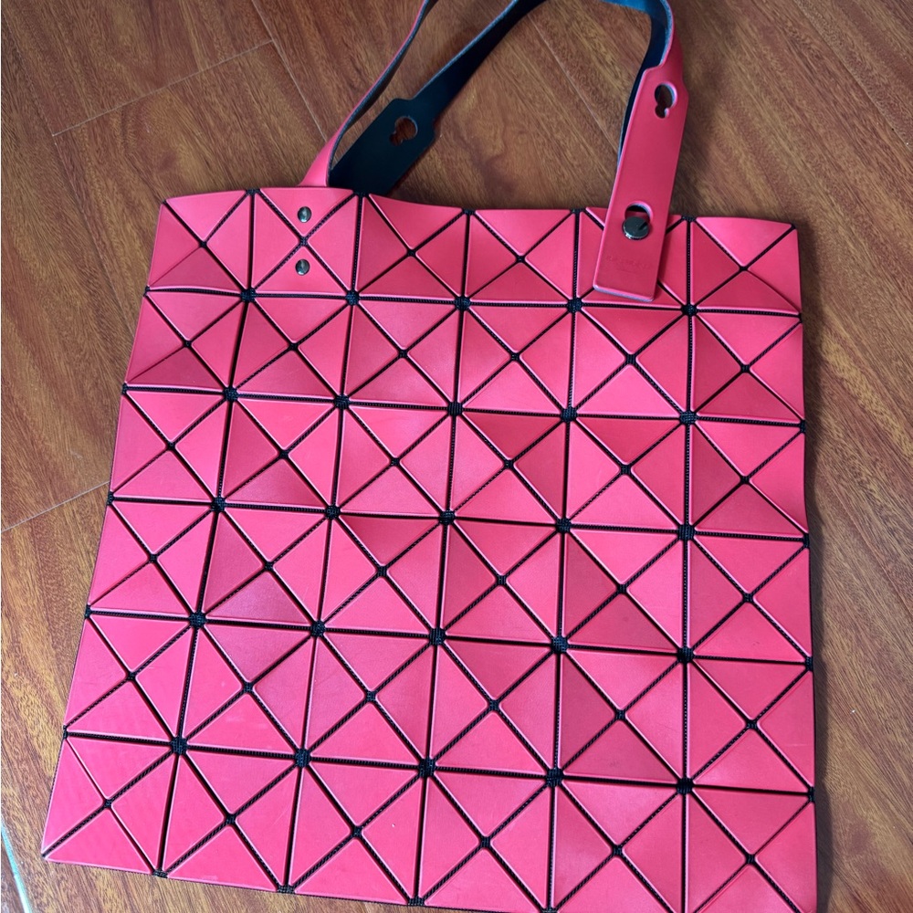 Issey Miyake Red Geometric Tote Bag